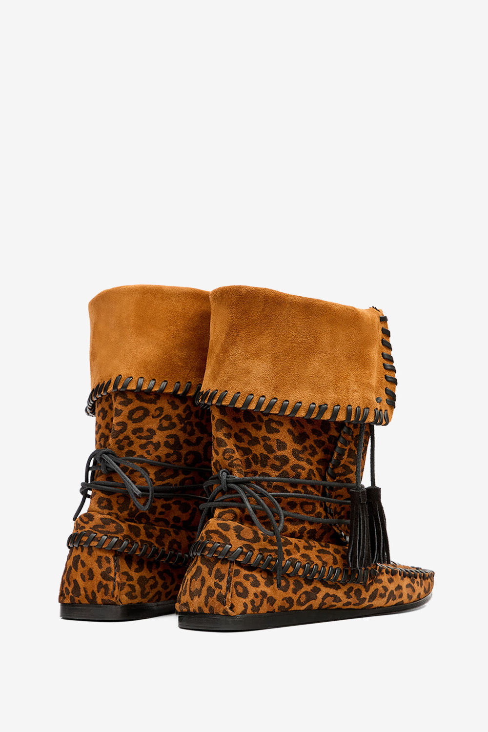 Stiefel winki aus veloursleder und geflochtenem leder - Leopard - Woman - 2