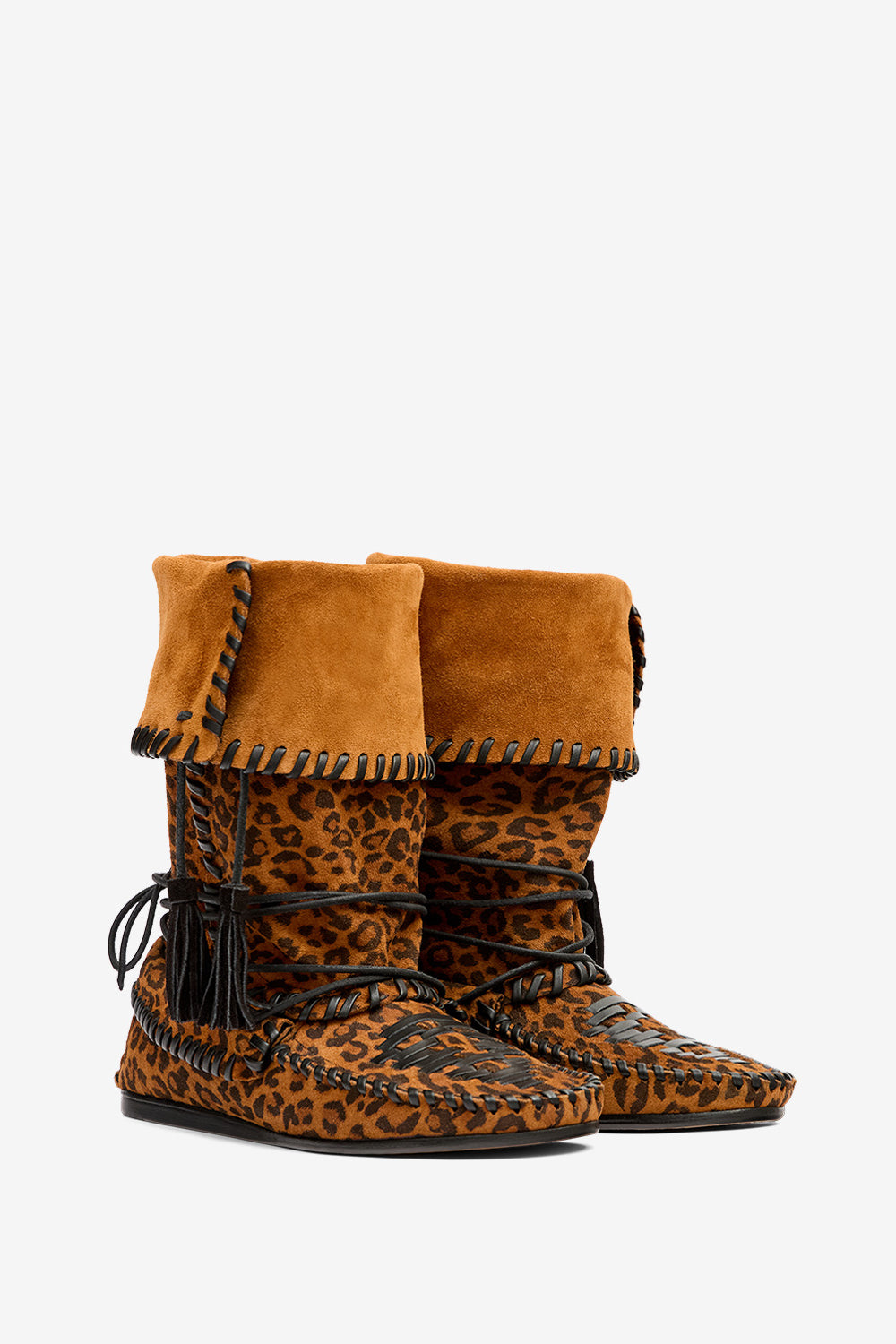 Stiefel winki aus veloursleder und geflochtenem leder - Leopard - Woman - 3