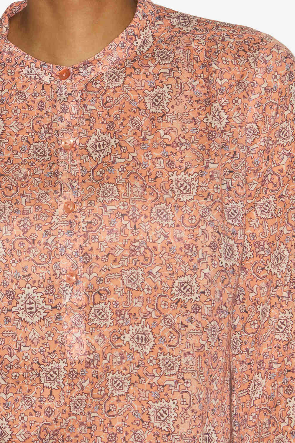 Maria printed cotton voile blouse - Orange - Woman - 3