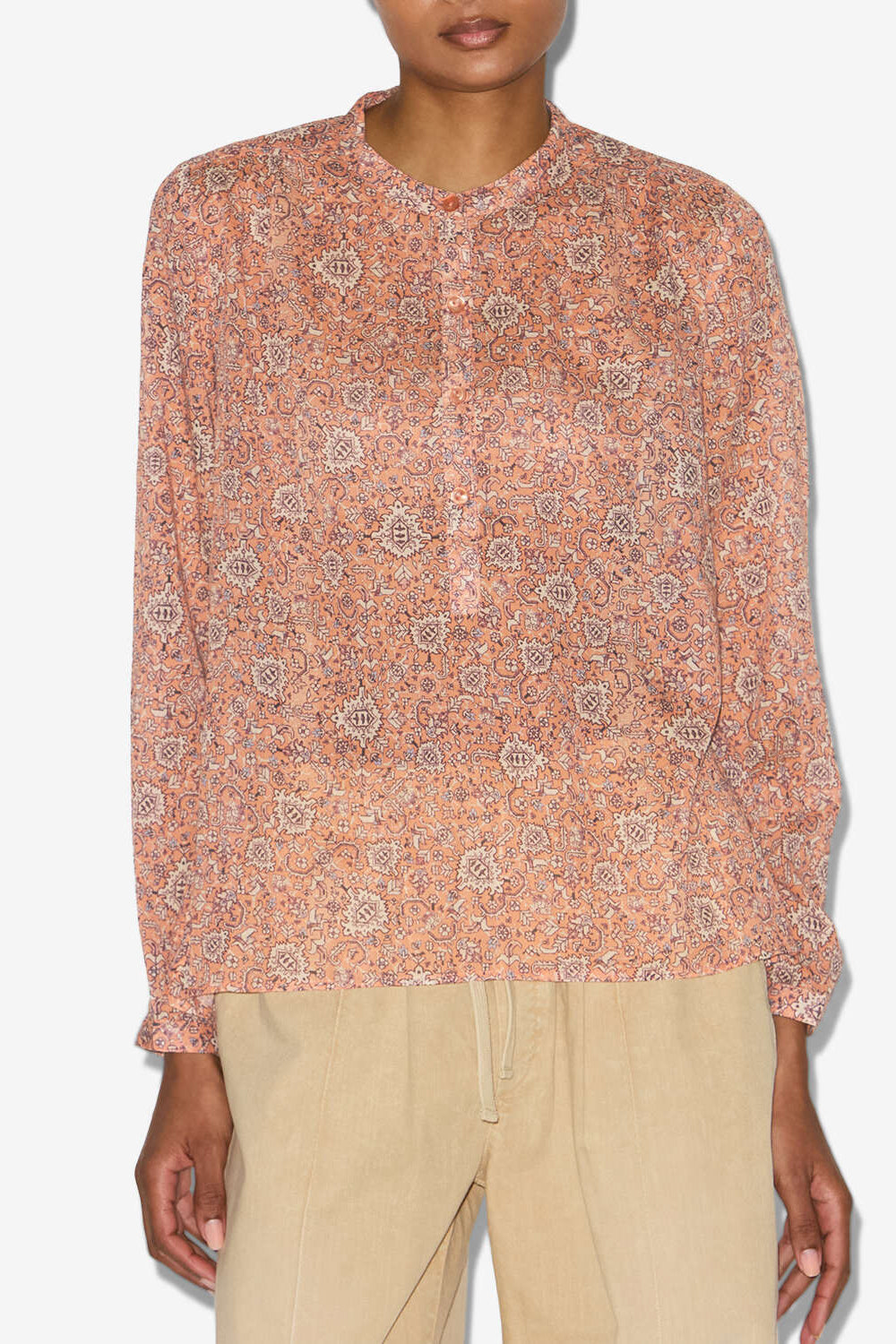 Maria printed cotton voile blouse - Orange - Woman - 4