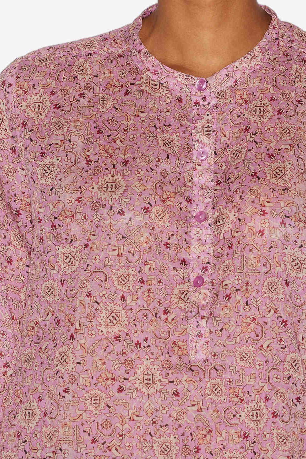 Blusa maria de gasa en algodón estampado - Rosa - Woman - 3