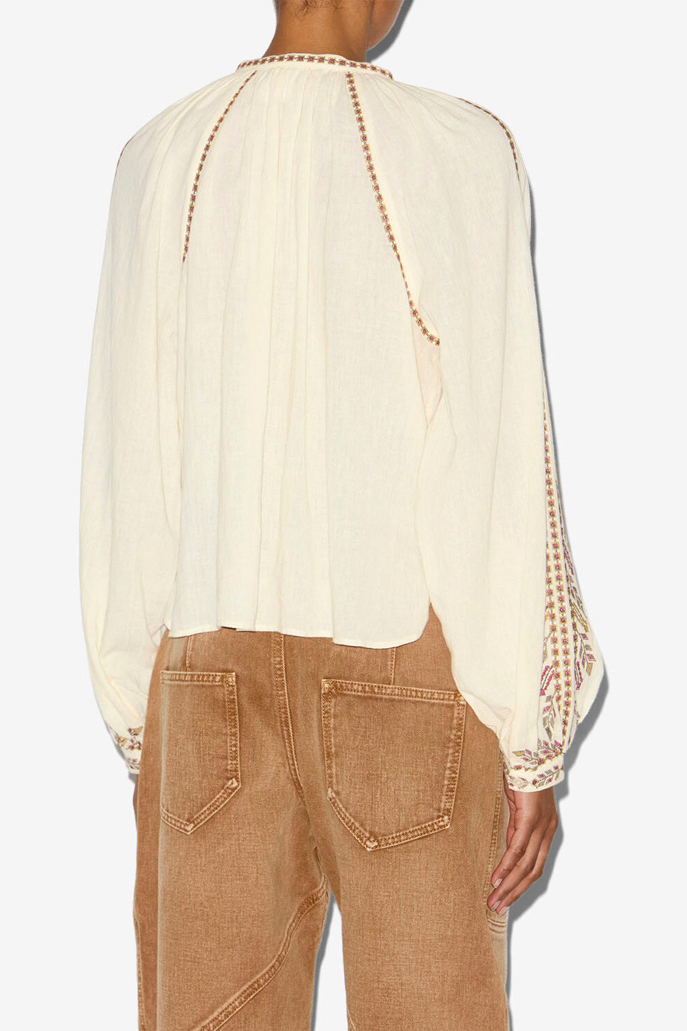 Lynne embroidered gauze blouse - Ecru - Woman - 4