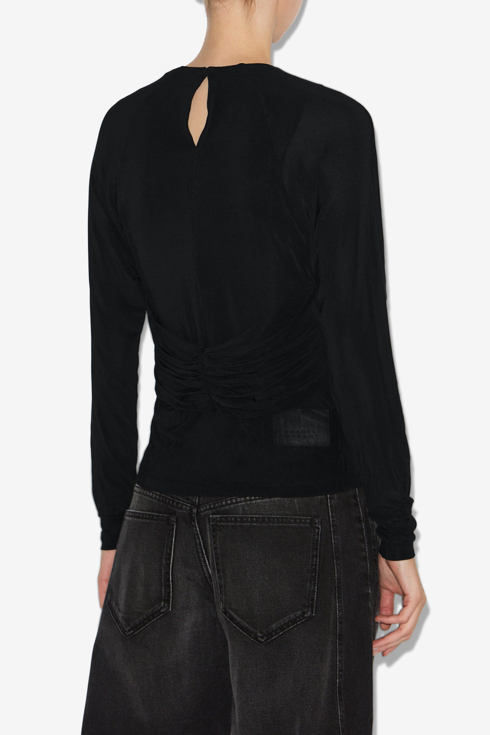 Top gaetane en punto jersey drapeado - Negro - Woman - 5