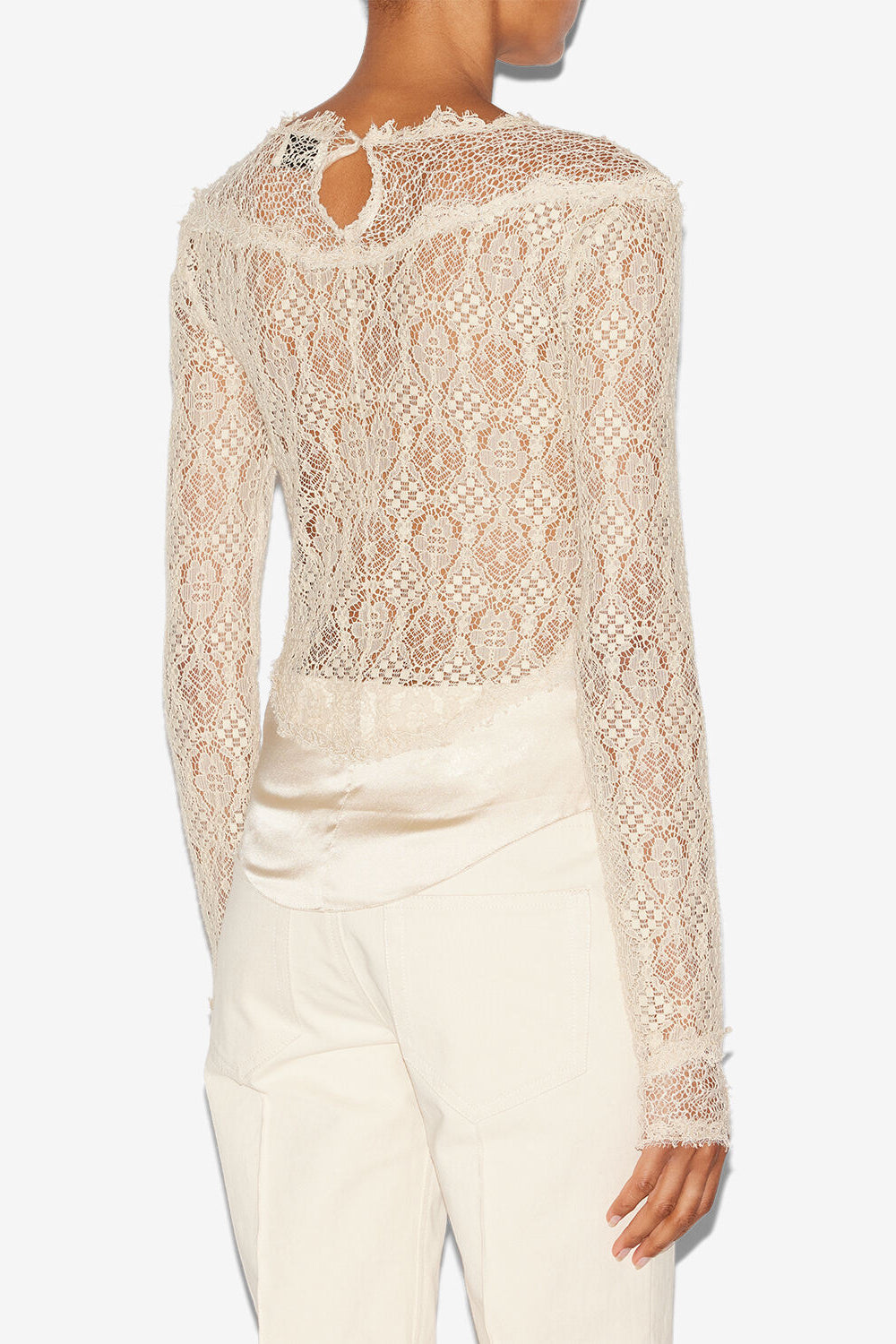 Diem satin and lace top - Champagne - Woman - 5