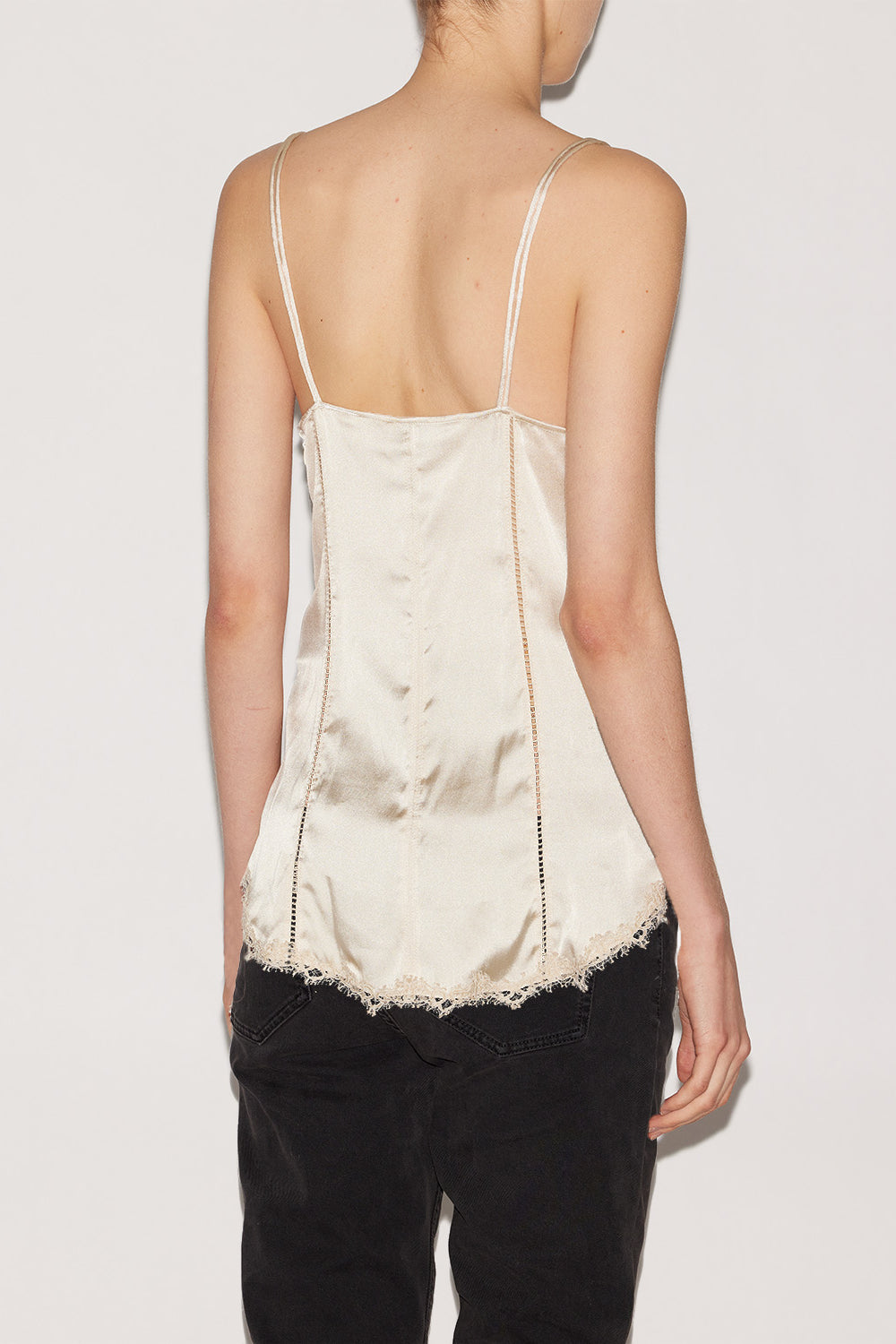 Diandra satin and lace top - Champagne - Woman - 5