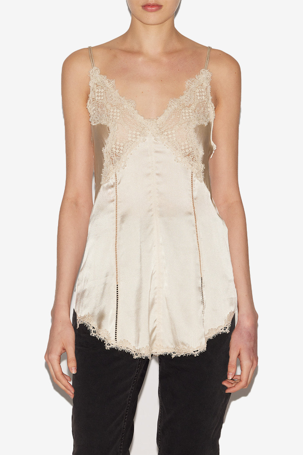 Diandra satin and lace top - Champagne - Woman - 4