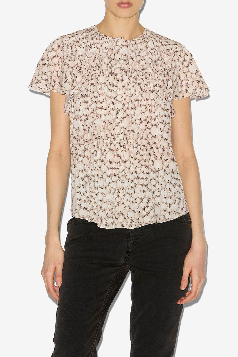 Synda printed silk top - Ecru - Woman - 3