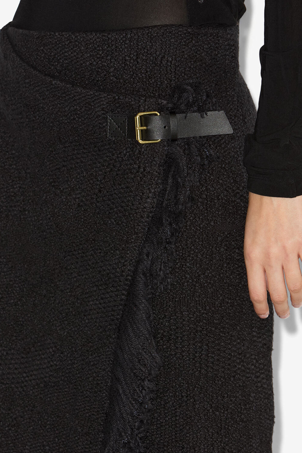 Jupe portefeuille galla en coton et lin - Noir - Woman - 3