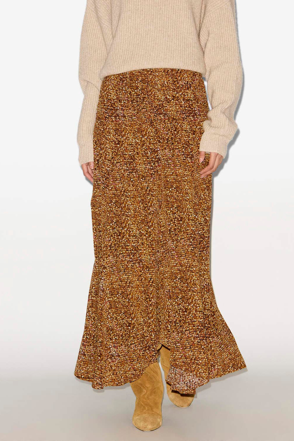 Syana プリント入りシルク ロングスカート - Ochre - Woman - 4