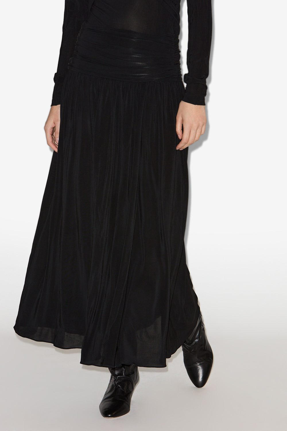 Gwendy long gathered jersey skirt - Black - Woman - 4