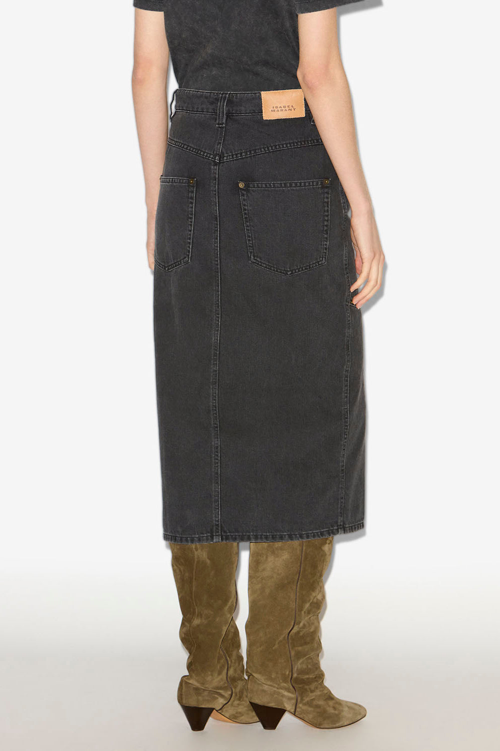 Pavina denim skirt with snap hooks - Black - Woman - 5