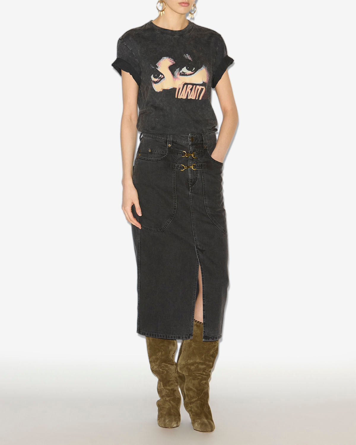 Rock pavina Woman Schwarz gewaschen 4