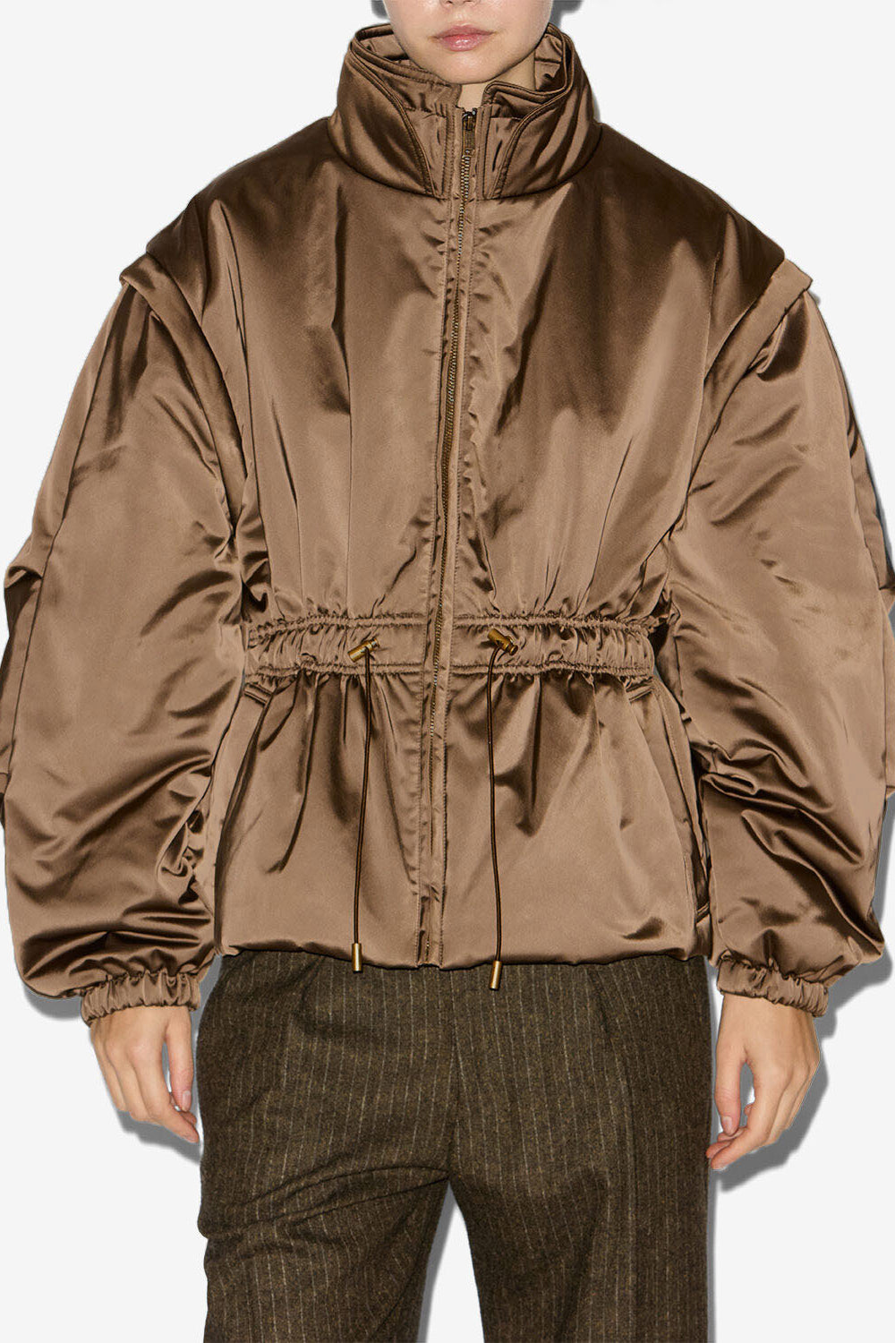 Dastyni quilted satin coat - Khaki - Woman - 4