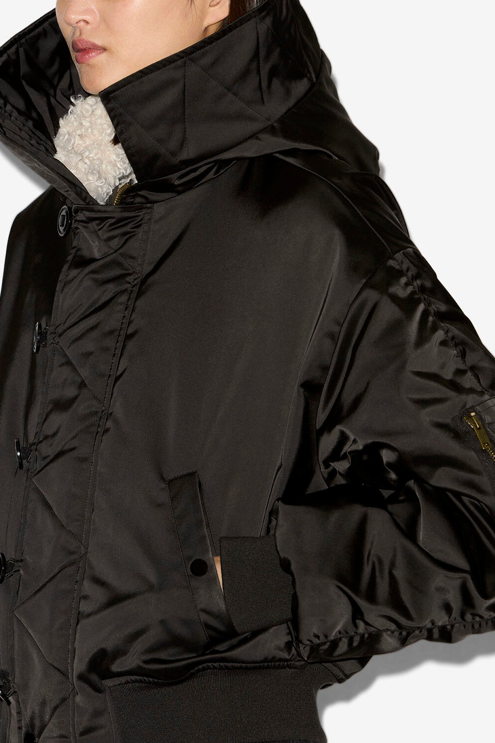 Elisa キルティングサテン製 ショートコート - 黒 - Woman - 3