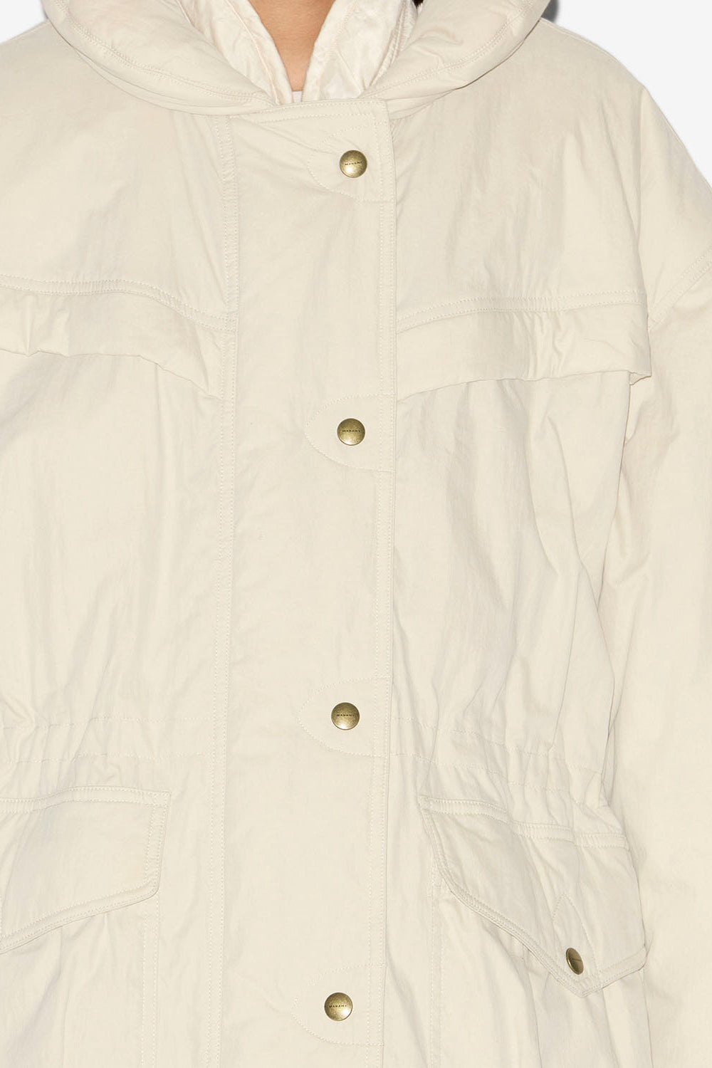 Damone plain-colored cotton coat - Ecru - Woman - 3