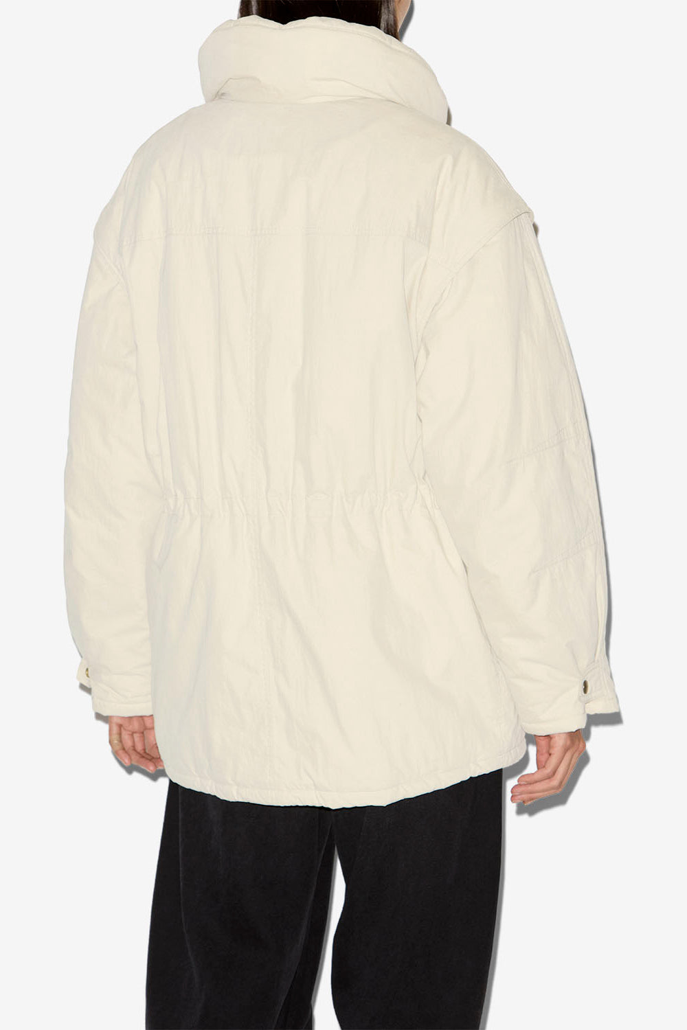 Damone plain-colored cotton coat - Ecru - Woman - 5