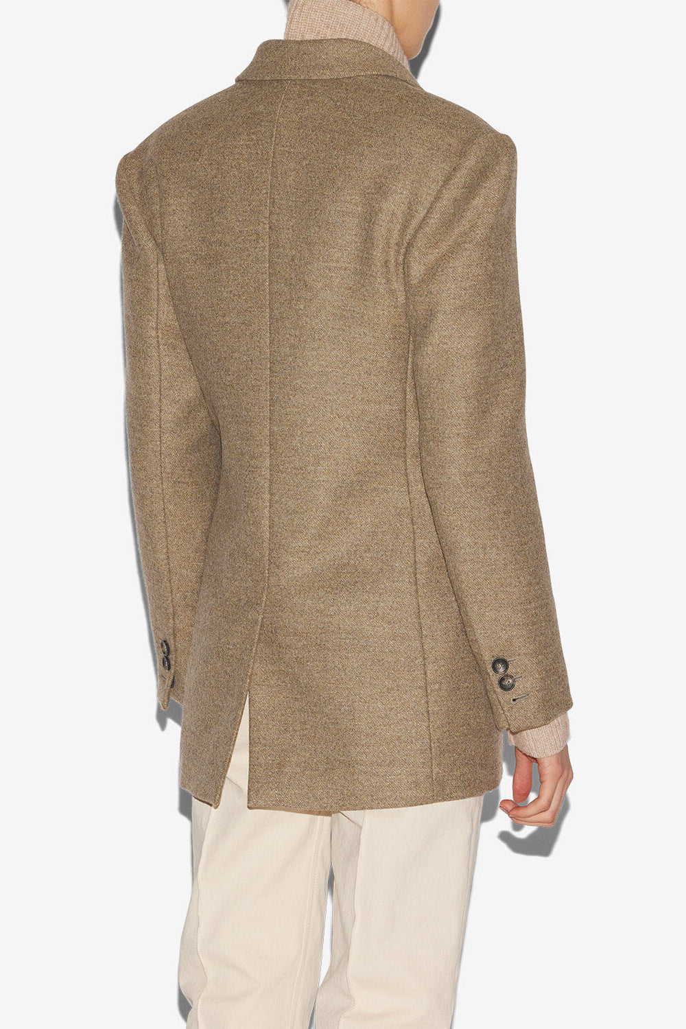 Manteau isidora en laine chinée - Clair kaki - Woman - 5