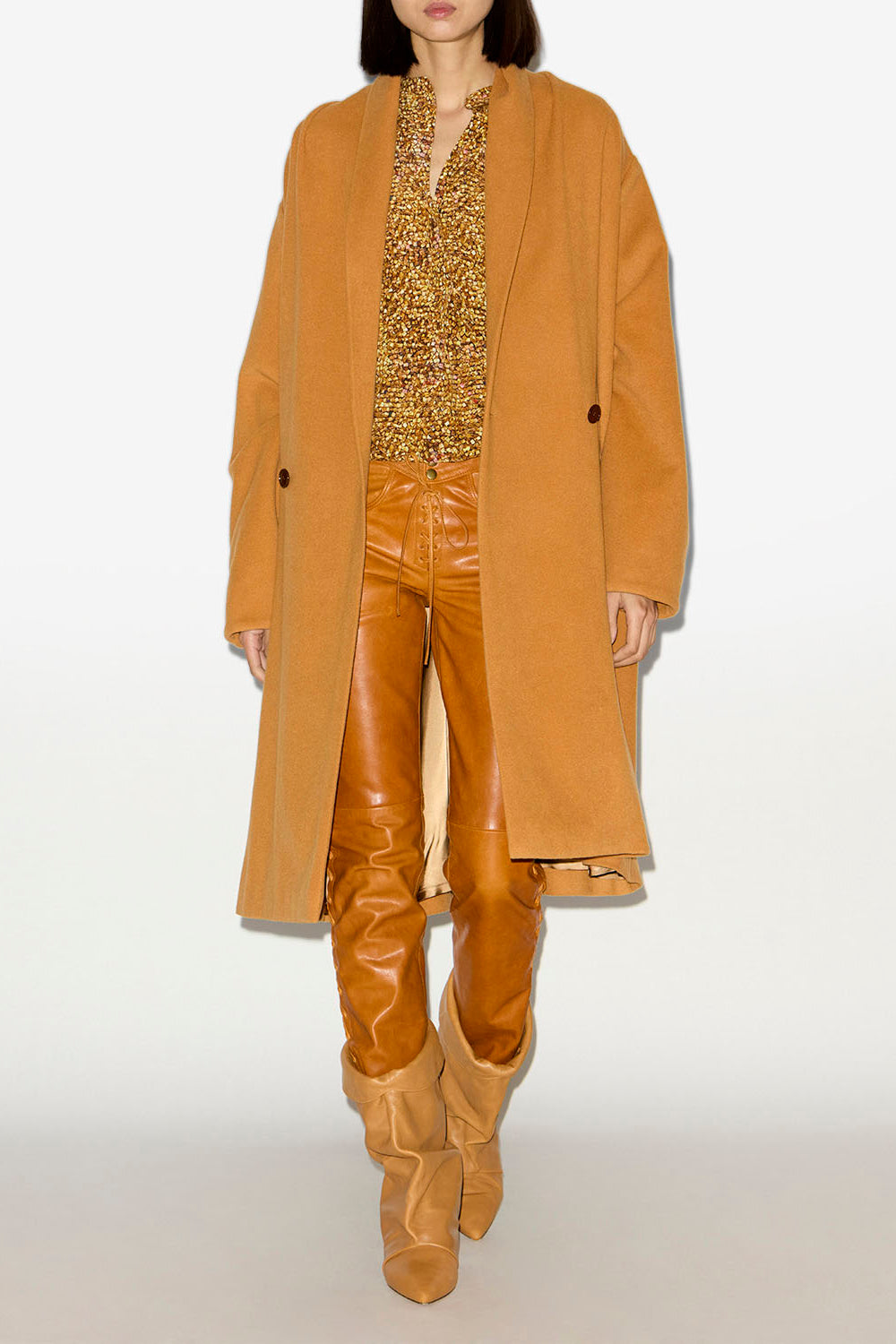 Manteau long elise en laine mélangée - Camel - Woman - 2