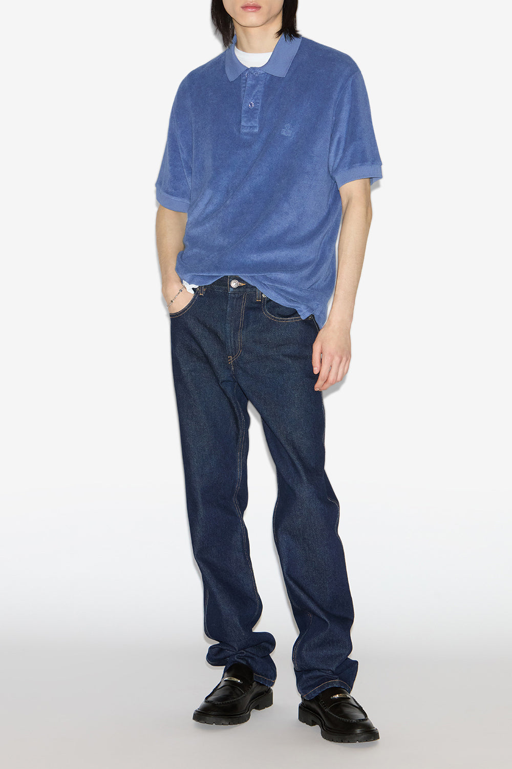 Vafko velvet polo shirt - Blue - Man - 2