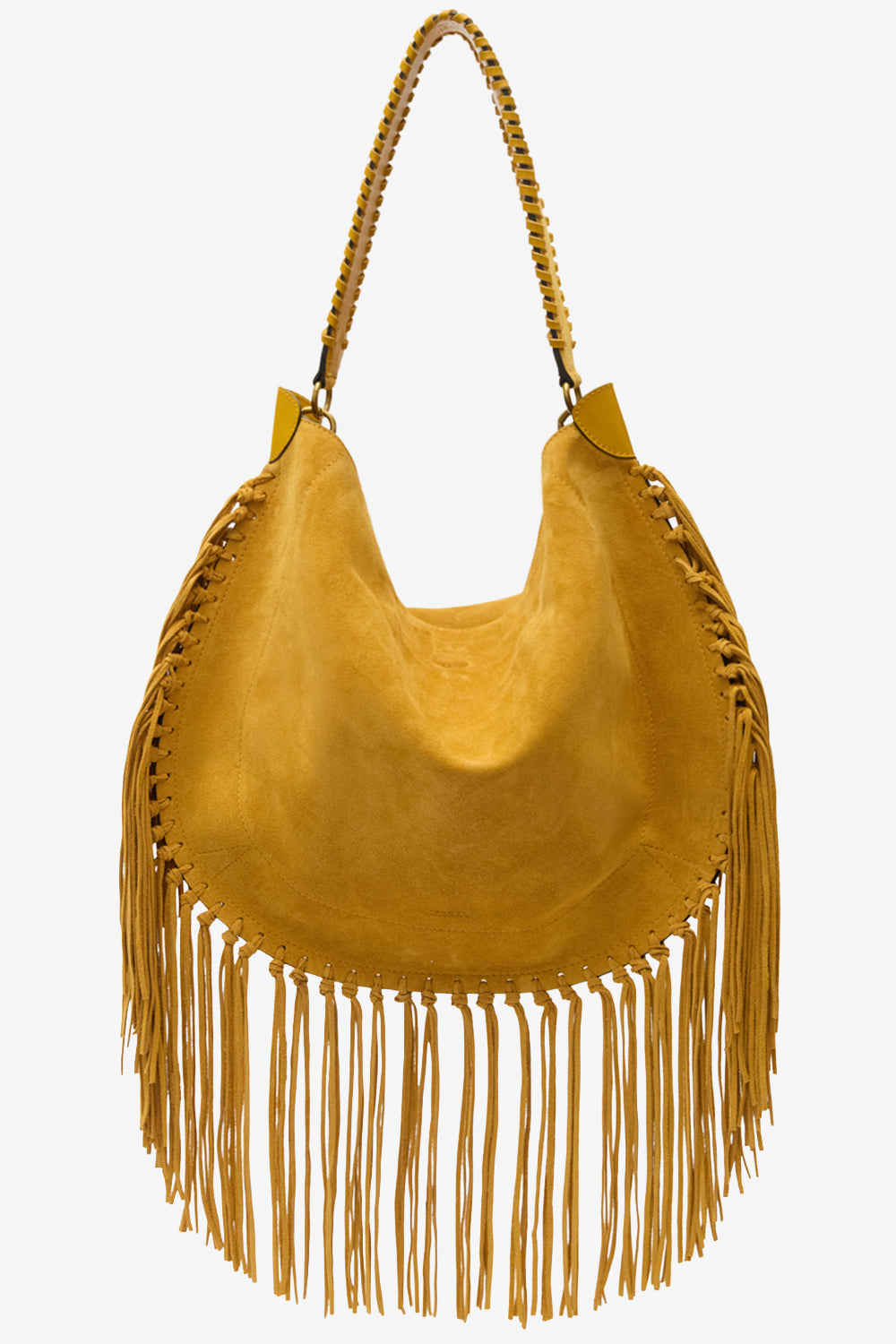 Oskan hobo soft fringed suede calfskin leather handbag - Saffron - Woman - 1
