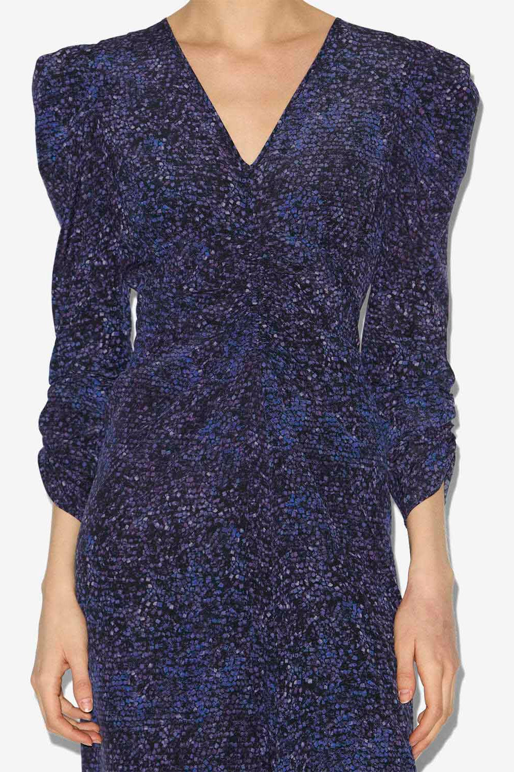 Albini printed gathered silk midi dress - Midnight - Woman - 3