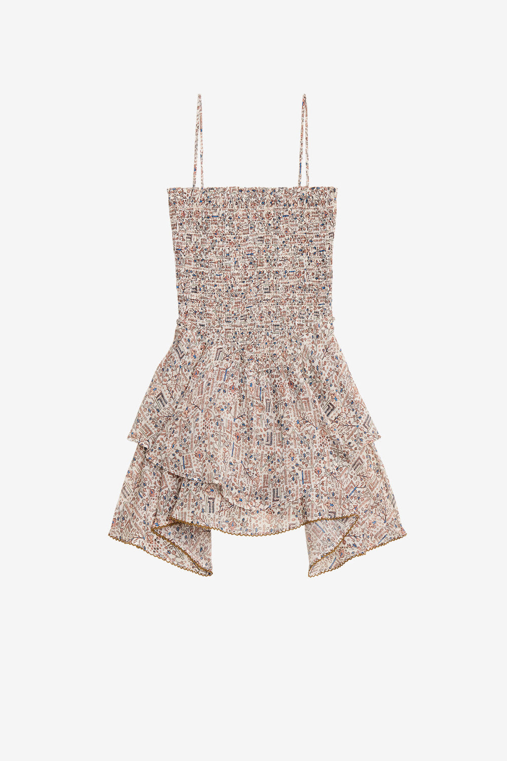 Anka smocked printed lightweight cotton dress - Ecru - Woman - 1