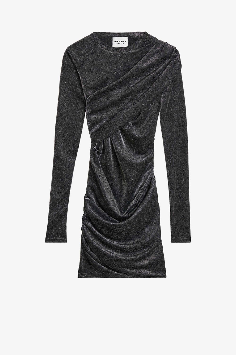 Denise short draped lurex dress - Gun metal - Woman - 1