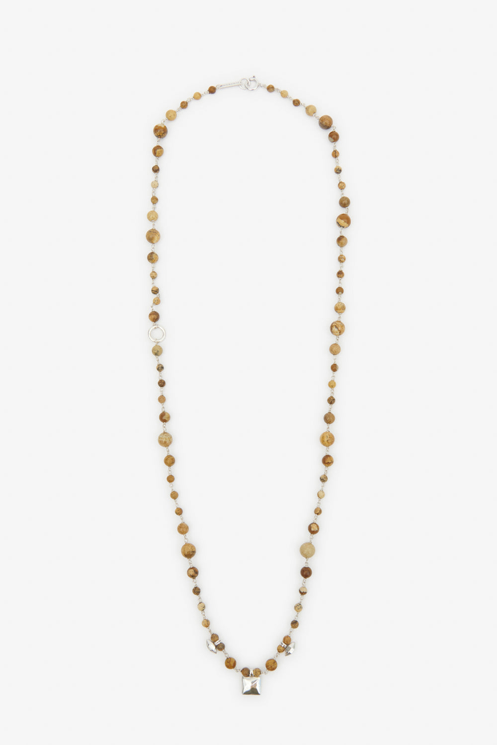 Jack natural stone chain necklace - Natural and silver - Man - 1