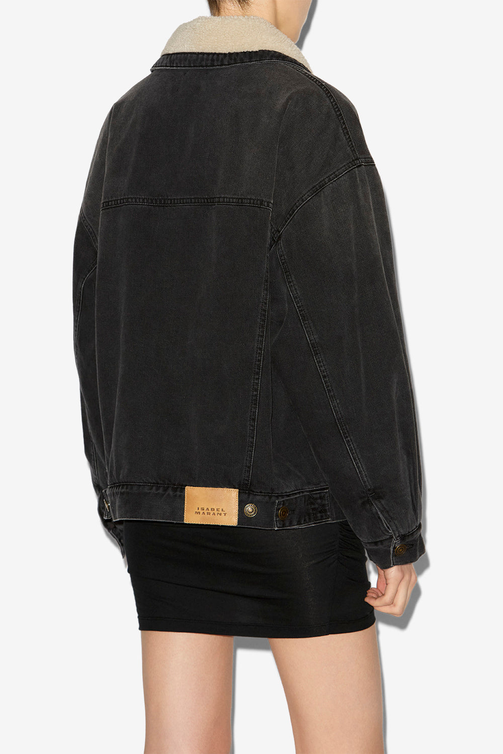 Pimia denim and faux fur jacket - Black - Woman - 5