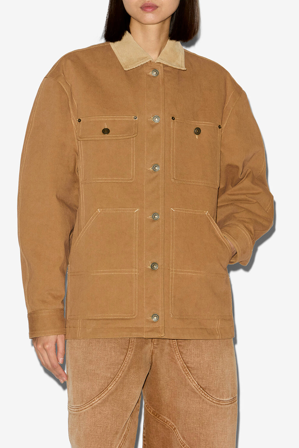 Ninon cotton workwear jacket - Cognac - Woman - 4