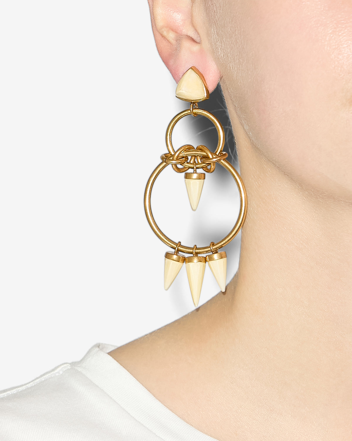 Boucles d'oreilles be with you Woman Ecru-light brass 2