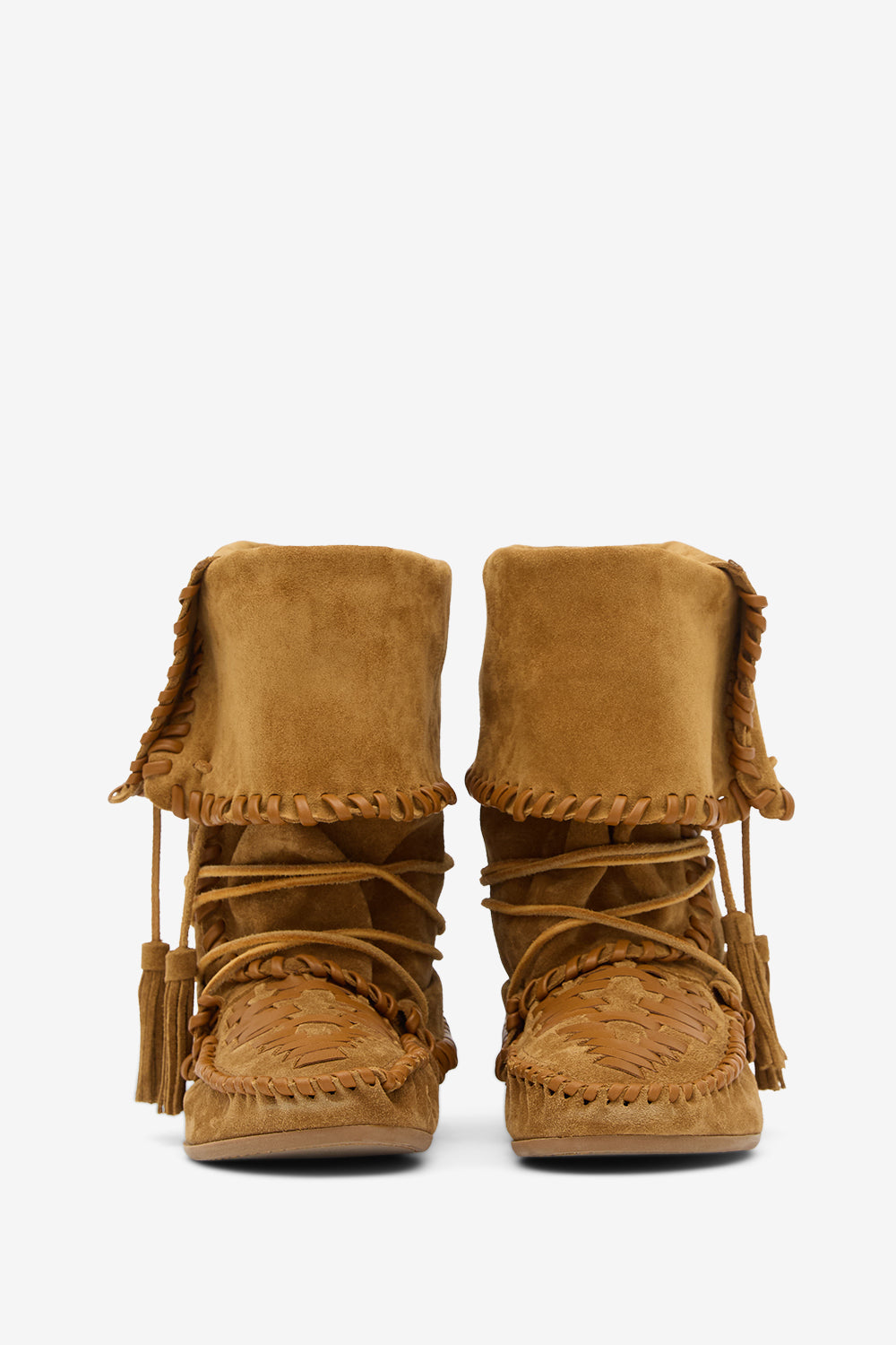 Winki 編み込み入り レザー ブーツ - Cognac - Woman - 4