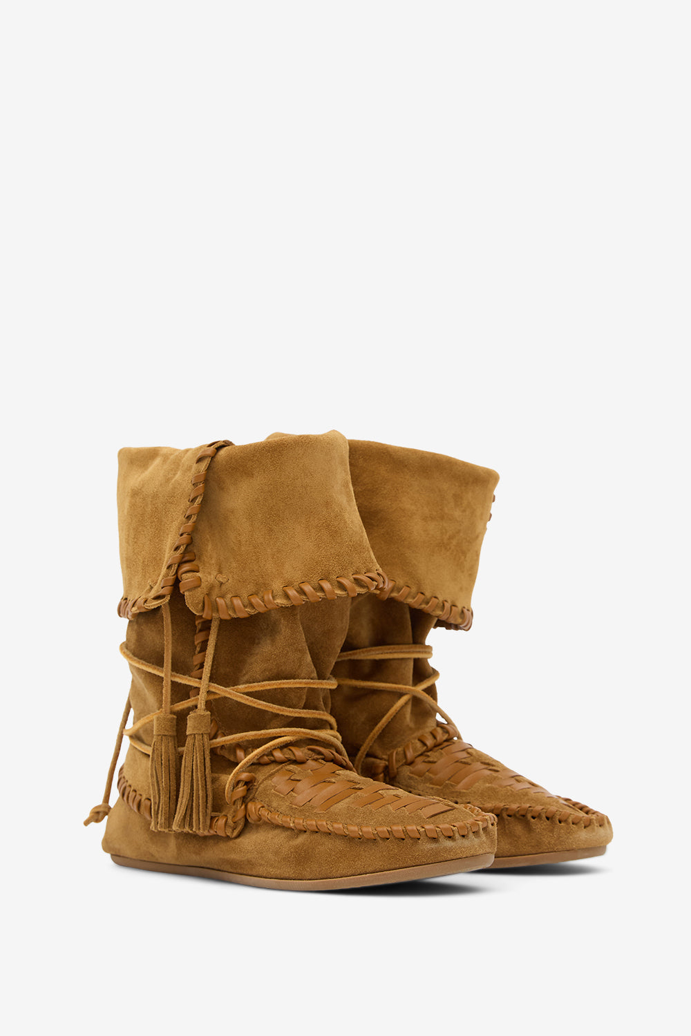 Winki 編み込み入り レザー ブーツ - Cognac - Woman - 3