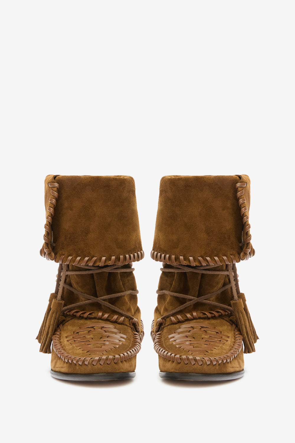 Winki boots in braided and suede leather - Light bronze - Woman - 4