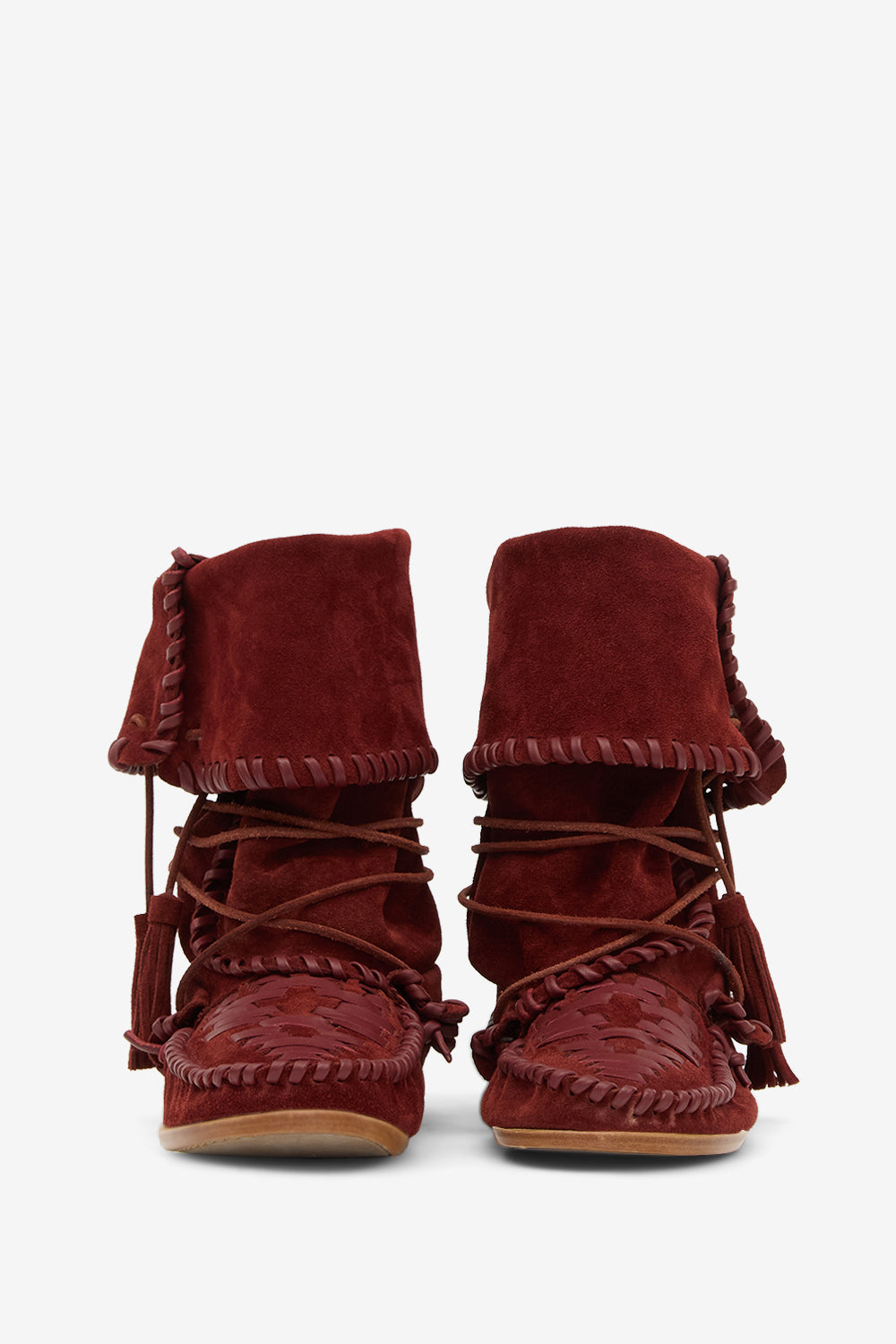 Winki スエード&編み込みレザー製 ブーツ - ボルドー - Woman - 4