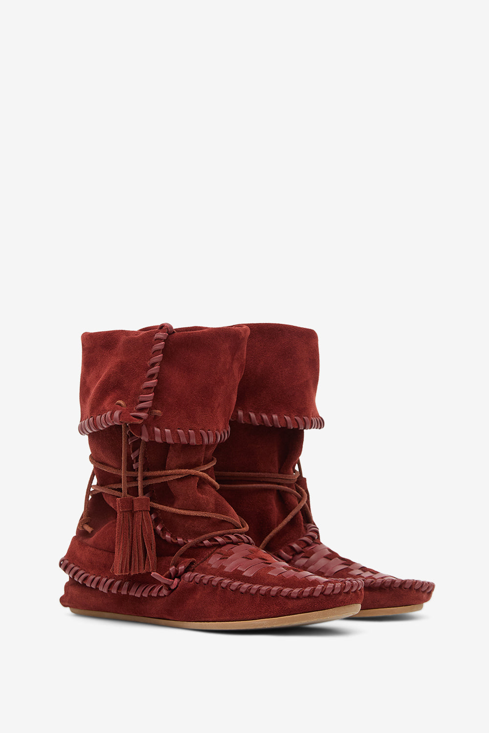 Winki スエード&編み込みレザー製 ブーツ - ボルドー - Woman - 3