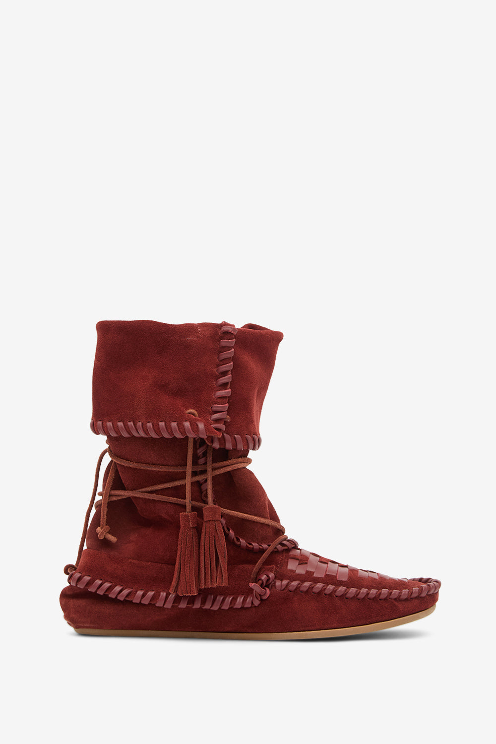 Winki スエード&編み込みレザー製 ブーツ - ボルドー - Woman - 1