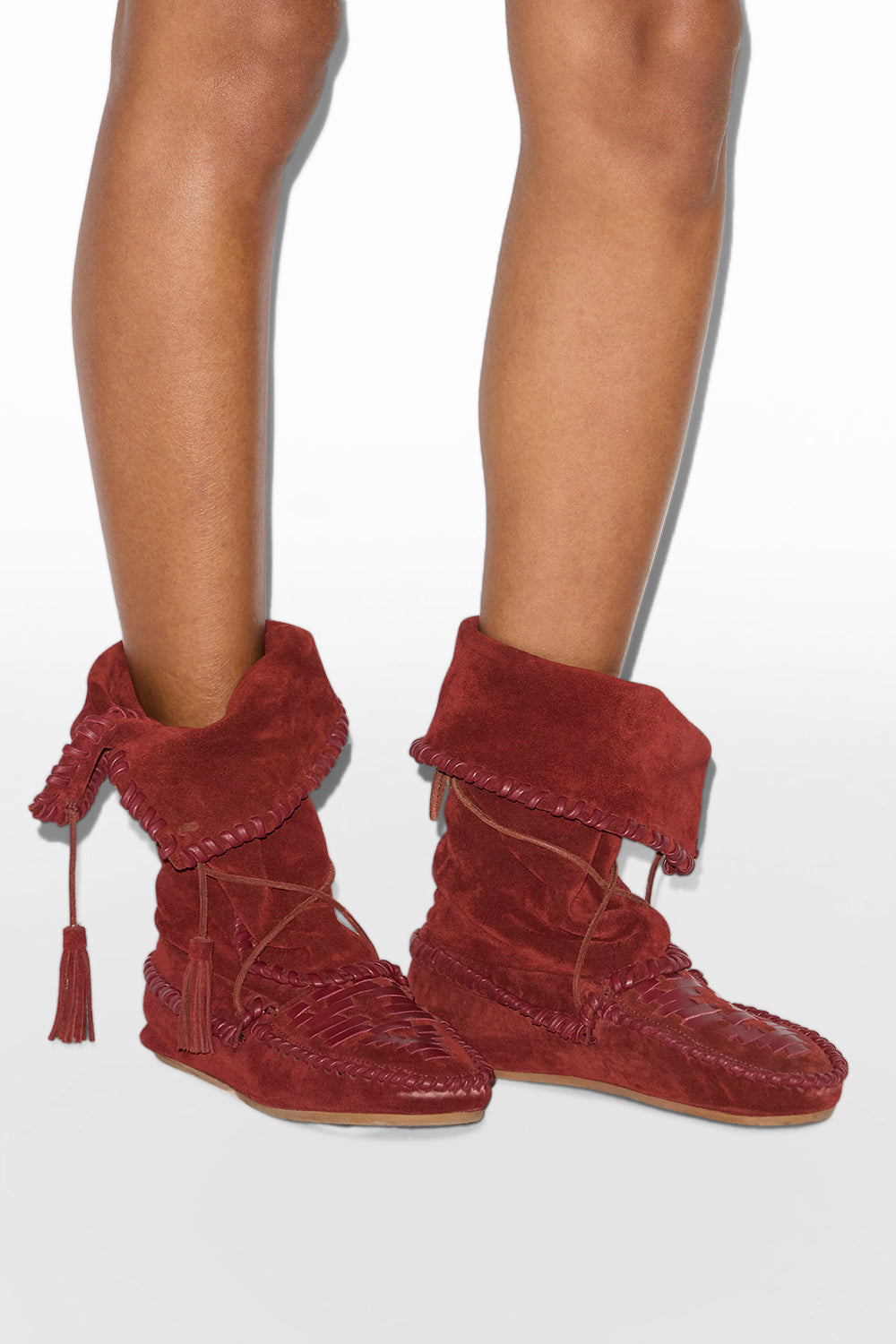 Winki スエード&編み込みレザー製 ブーツ - ボルドー - Woman - 6