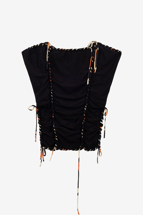 Zohra woven jersey top - Black - Woman