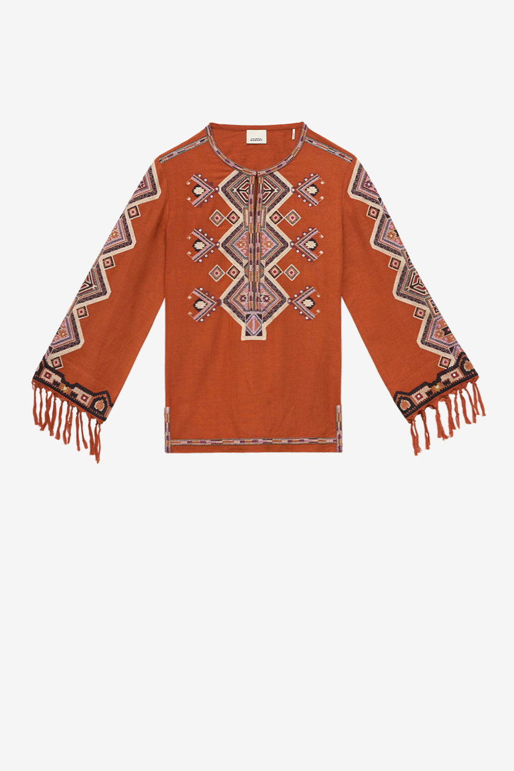 Zelda embroidered matka silk blouse - Orange - Woman - 1