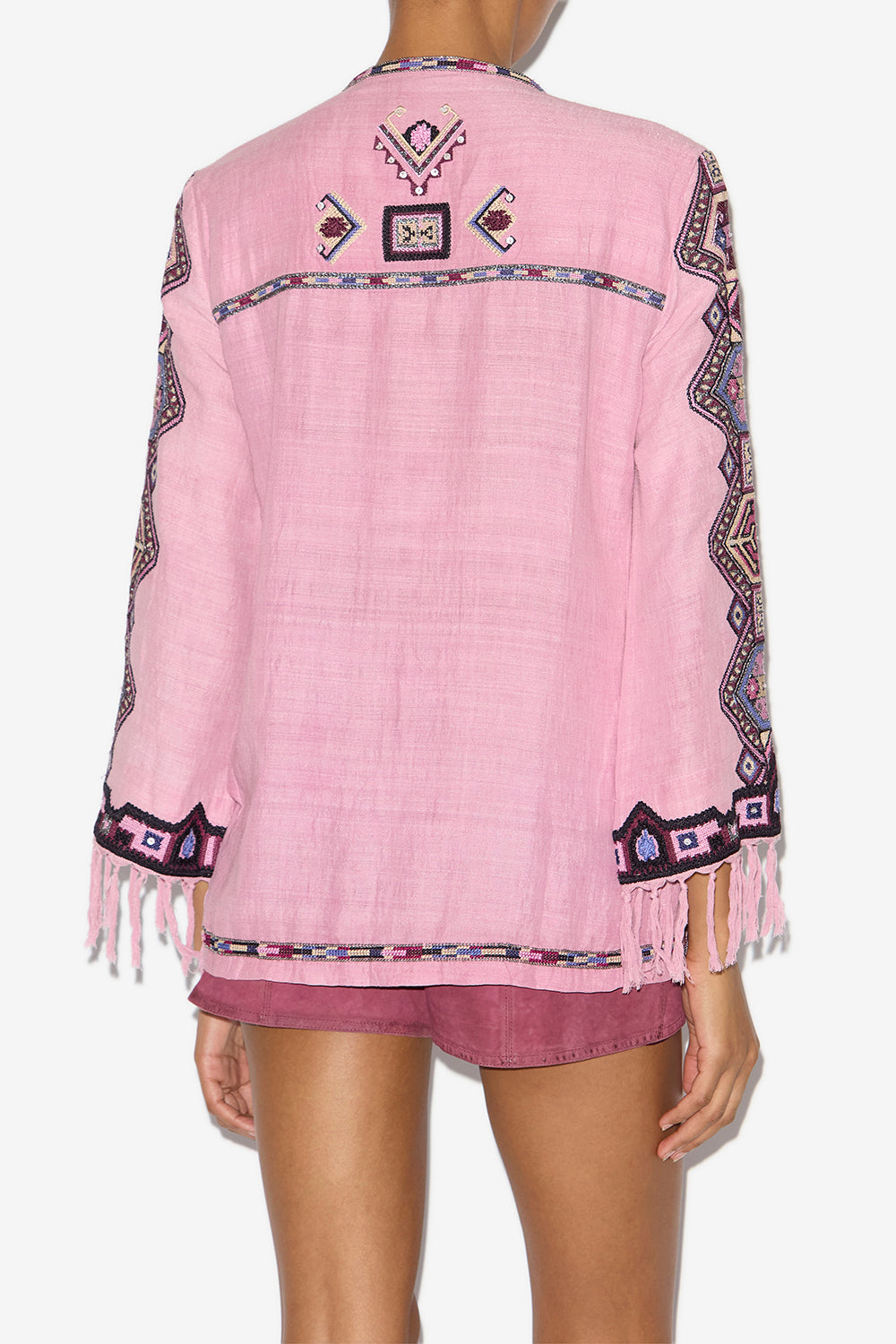 Zelda embroidered matka silk blouse - Antique pink - Woman - 5