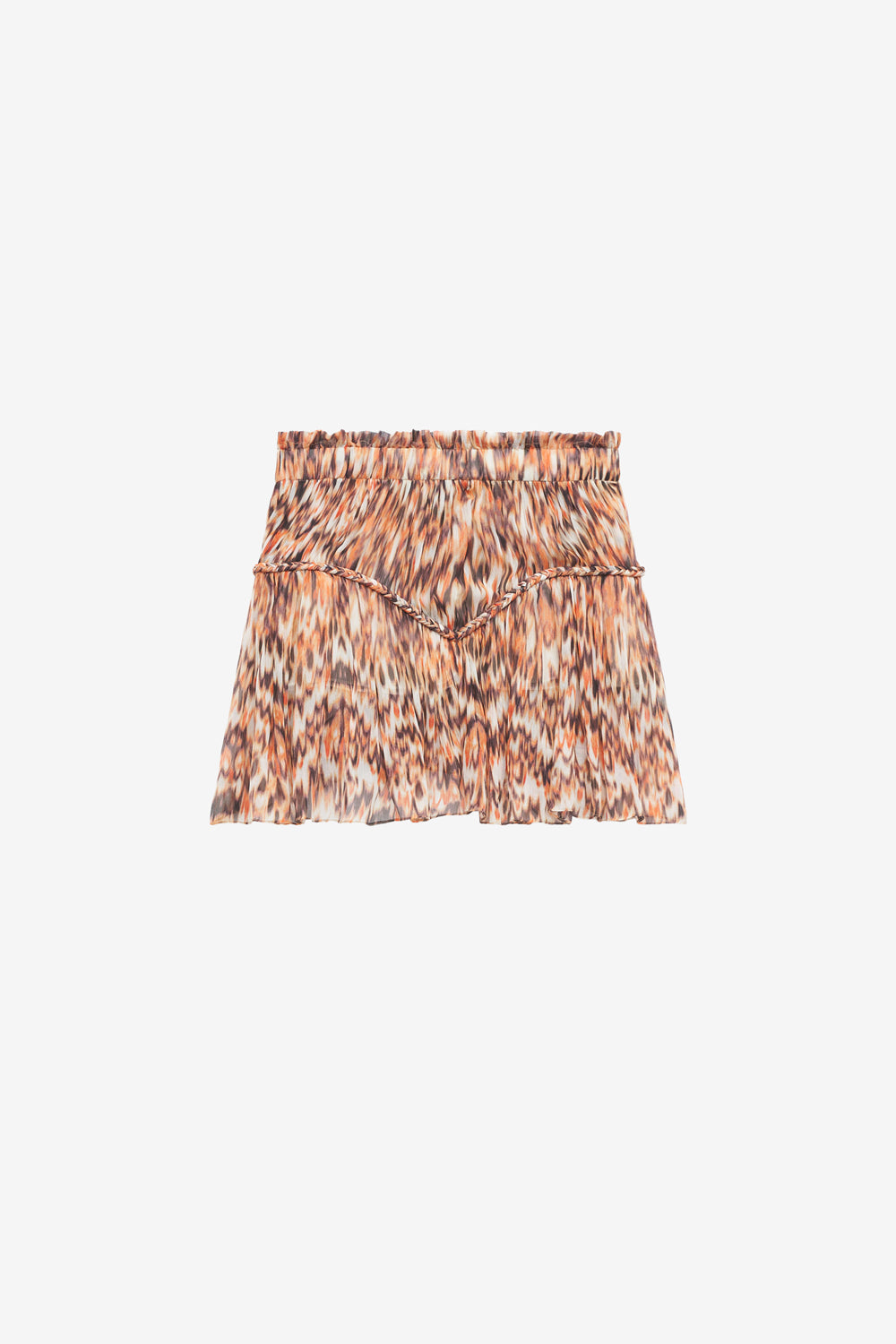 Jupe roumi en soie froncée imprimée - Orange - Woman - 1