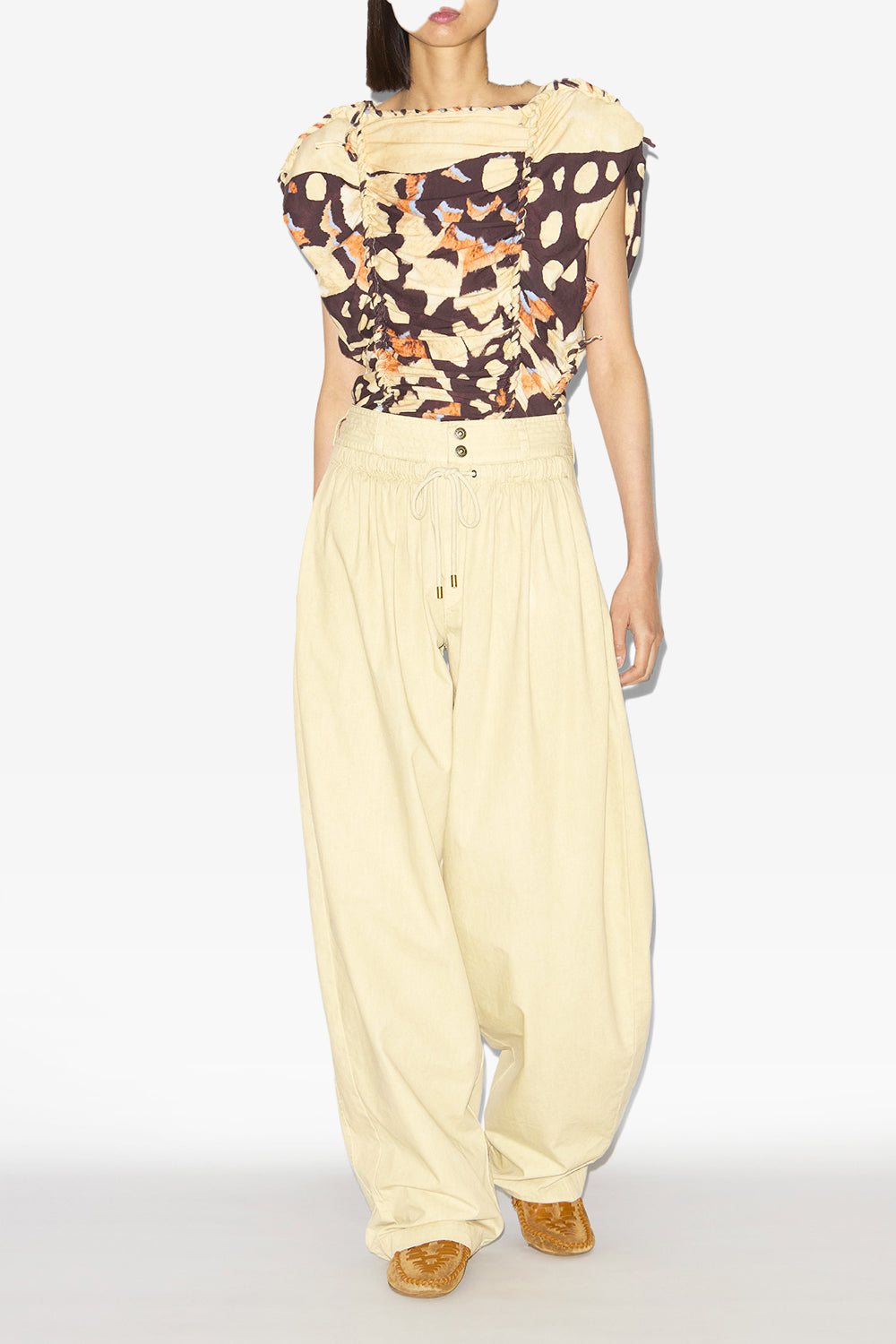 Inaya gathered loose fit pants - Ecru - Woman - 2