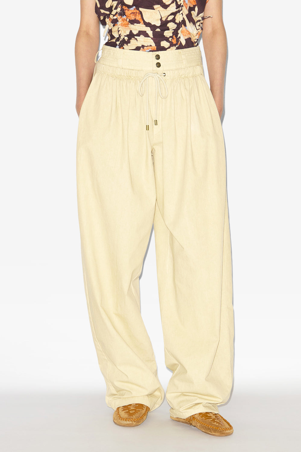 Inaya gathered loose fit pants - Ecru - Woman - 4