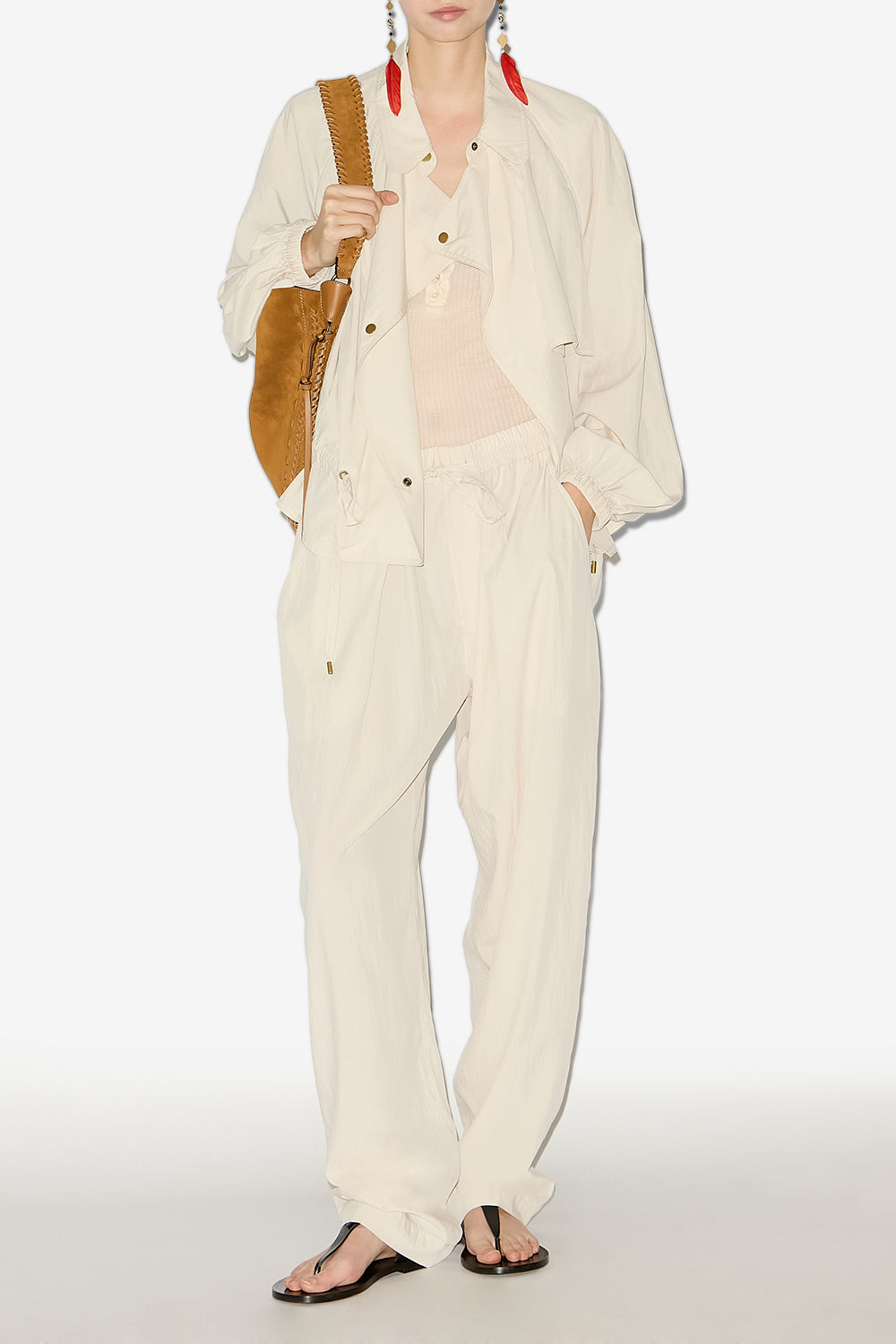 Hectorina gathered technical fabric pants - Ecru - Woman - 2