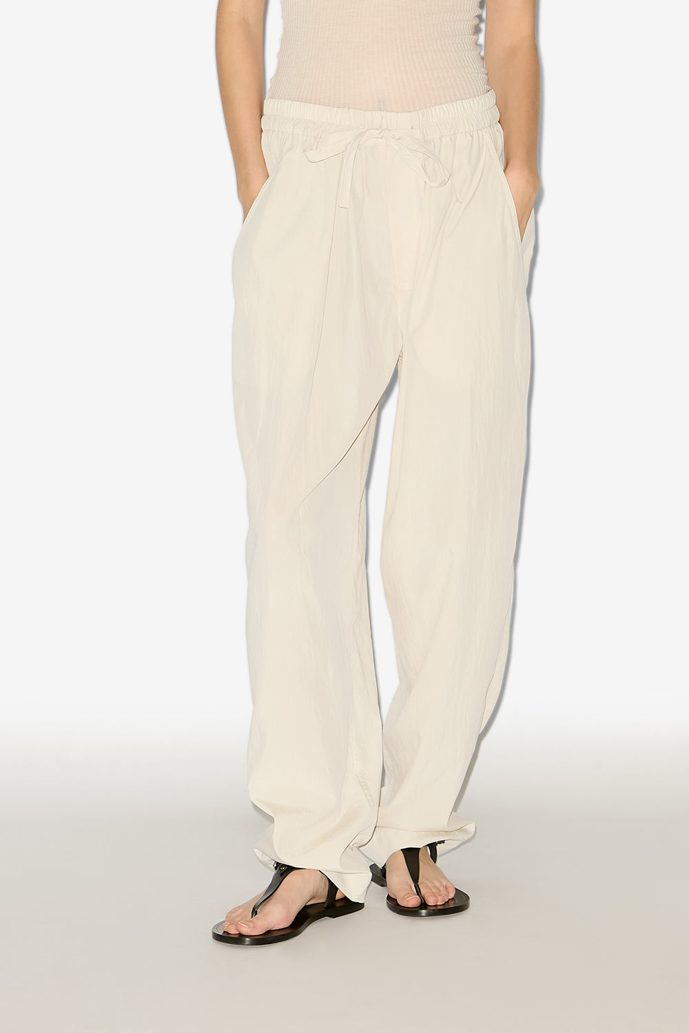 Hectorina gathered technical fabric pants - Ecru - Woman - 4