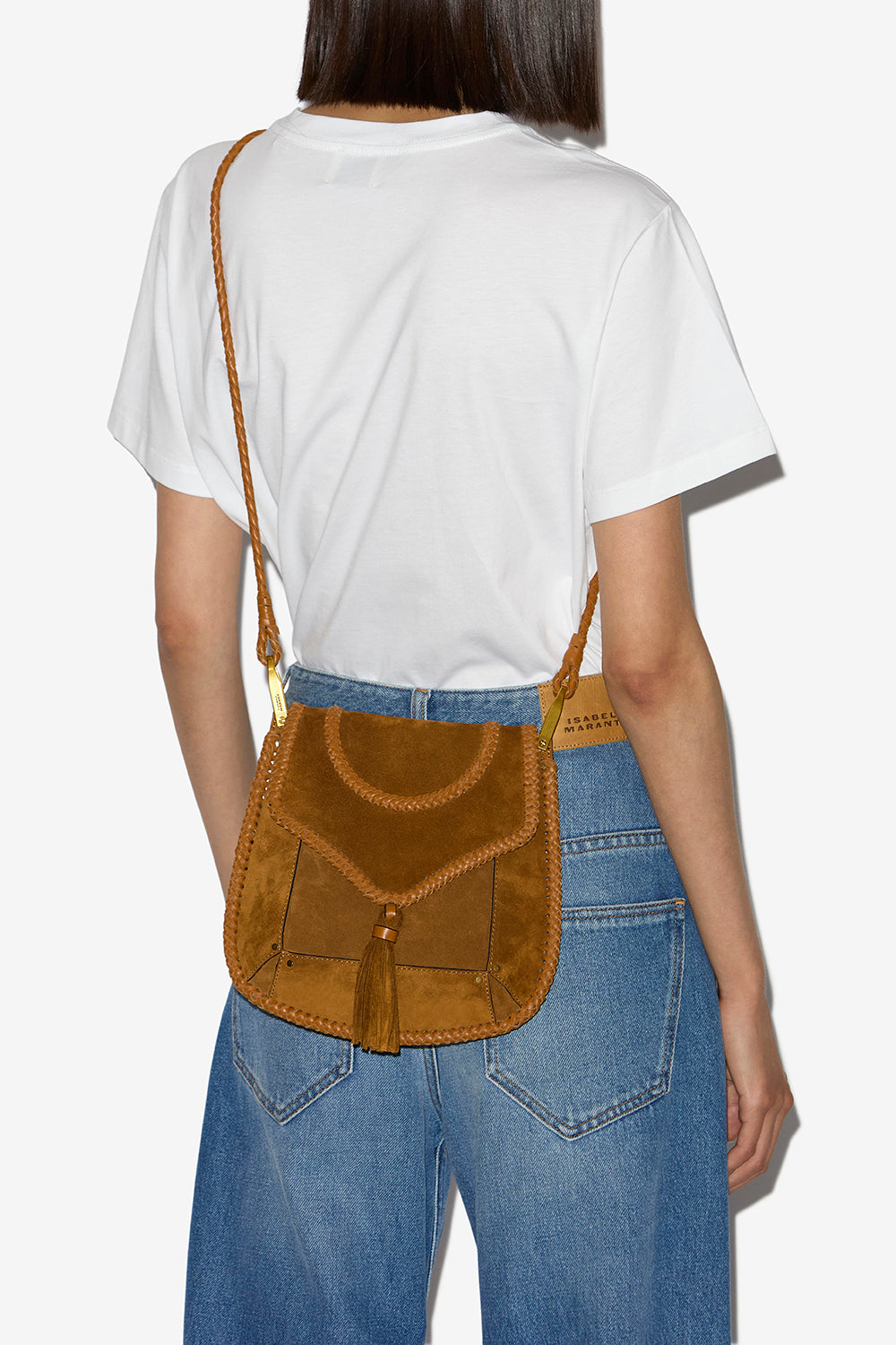 Anahi braided suede leather shoulder bag - Cognac - Woman - 2