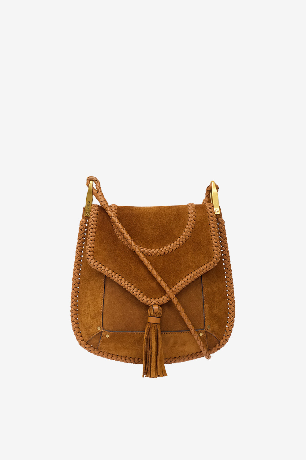 Anahi braided suede leather shoulder bag - Cognac - Woman - 1