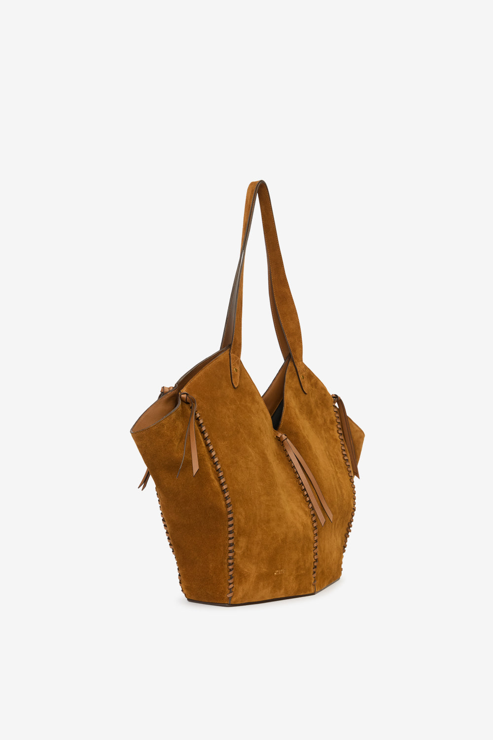 Suede leather tote bag - Cognac - Woman - 4