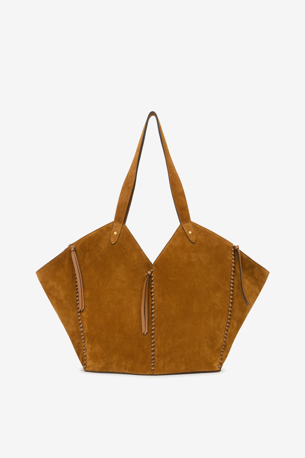 Suede leather tote bag - Cognac - Woman - 3